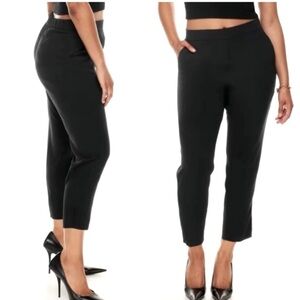 BABATON Aritzia CONAN Cropped Crepe Black Trouser Pants Back Elastic Size 6